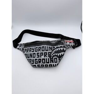 Sprayground Reflective Logo Shark Mouth Fanny Pack Silver Black Waist Bag